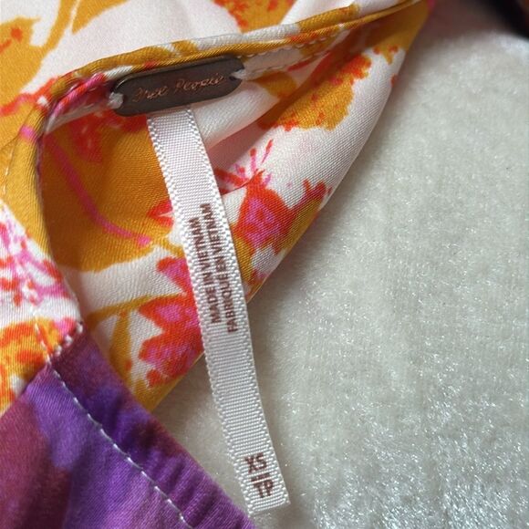 Free People Cruisin Together multi Print yellow and purple blouse size XS - Picture 12 of 12